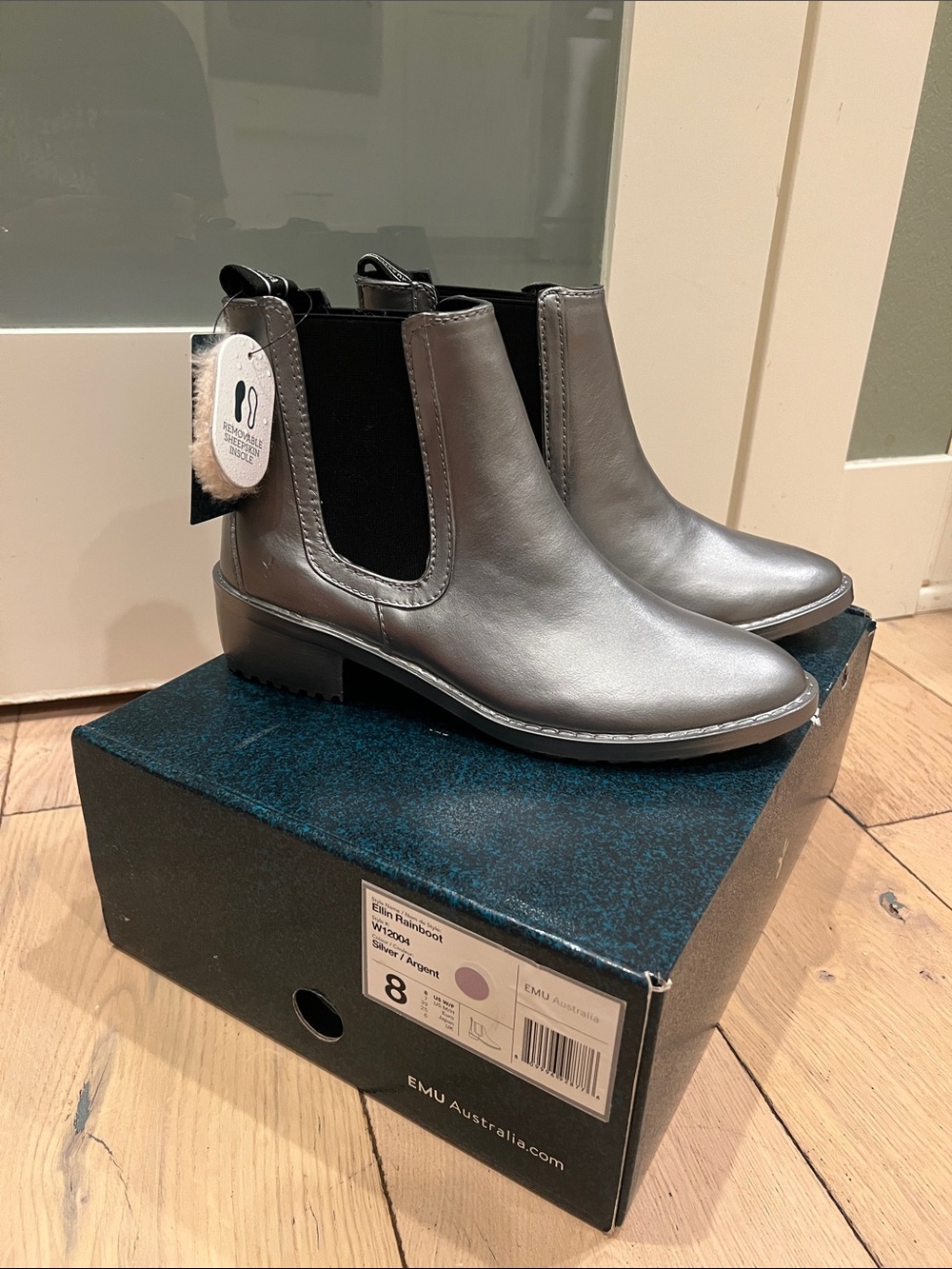 Mud Australia Metallic Grey Chelsea Ankle Boots